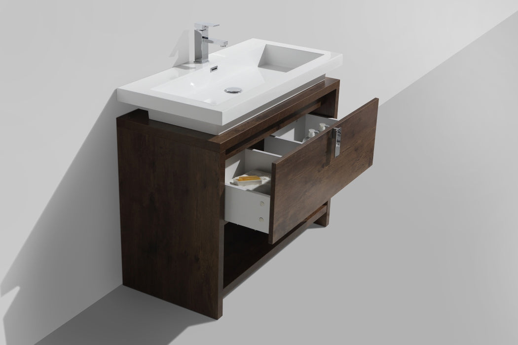 LEVI- 40" Rose Wood, Floor Standing Modern Bathroom vanity With Cubby Hole - Construction Commodities Supply Inc.