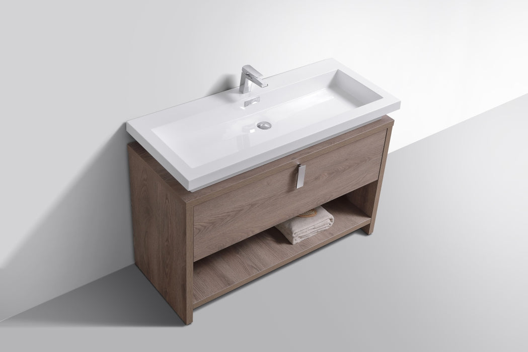 L1200- 48" Butternut, Floor Standing Modern bathroom Vanity With Cubby Hole - Construction Commodities Supply Inc.