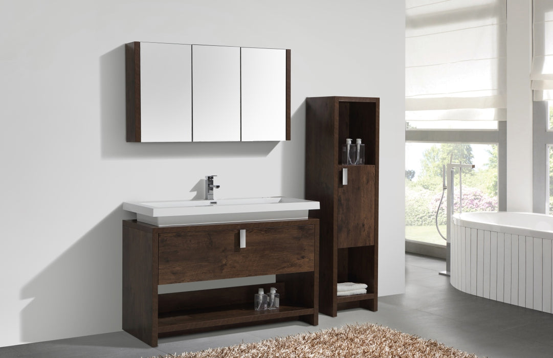 LEVI- 48" Rose Wood, Floor Standing Modern Bathroom Vanity With Cubby Hole - Construction Commodities Supply Inc.