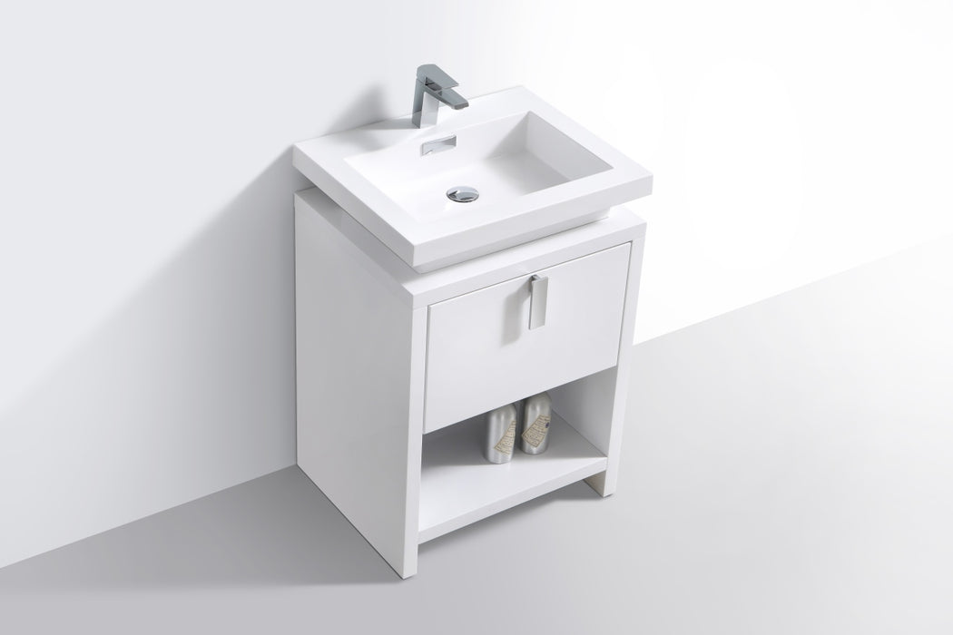 LEVI - 24" Gloss White, Floor Standing Modern Bathroom Vanity - Construction Commodities Supply Inc.