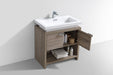 LEVI - 32" Havana Oak, Floor Standing Modern Bathroom Vanity With Cubby Hole - Construction Commodities Supply Inc.