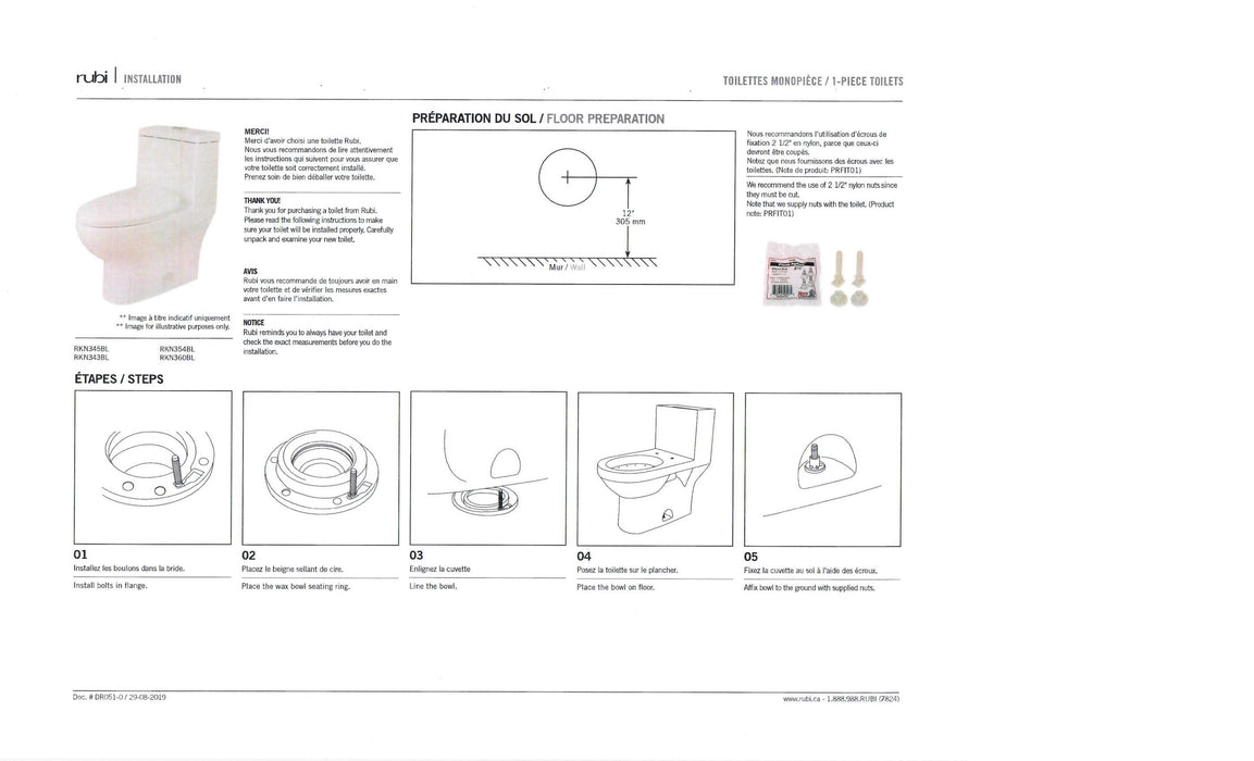 RUBI-RCM122BL, One Piece White Dual Flush Toilet. ** PICK UP IN STORE ONLY ** - Construction Commodities Supply Inc.