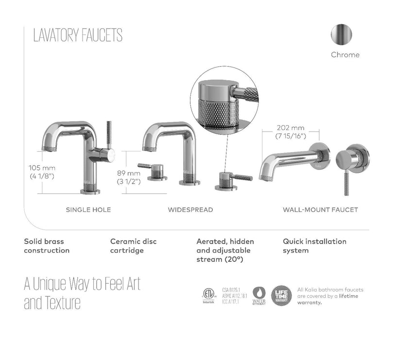 KALIA-PRECISO - WALL-MOUNT LAVATORY FAUCET WITH PUSH DRAIN AND OVERFLOW