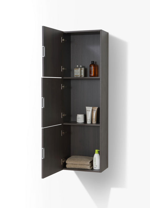 59" High Bathroom Linen Side Cabinets, Grey Oak