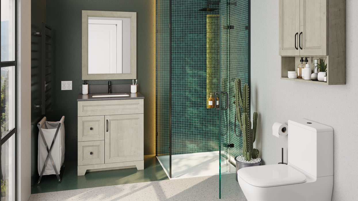 CLASSIC SAND STONE - 30" Bathroom Vanity With Quartz Countertop