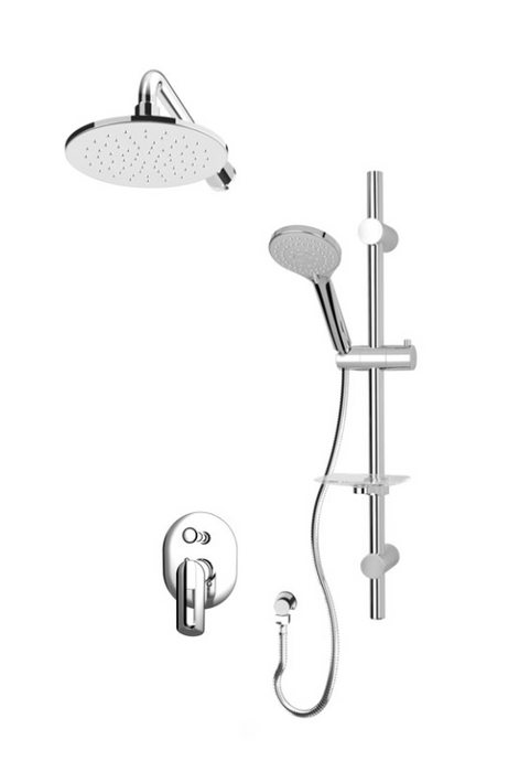 Rubi, Myrto -   Chrome Shower Set, Pressure Balanced, 8" Round Shower head