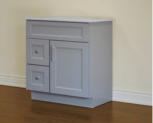 VSD- 30" Bathroom Vanity (3 colors) With Quartz Countertop / Left Side Drawers **PICK UP IN STORE ONLY**