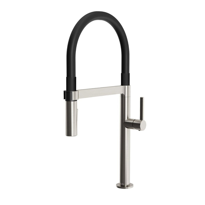KALIA- EXKI STAINLESS STEEL SINGLE HANDLE KITCHEN FAUCET WITH BLACK PVC SPOUT AND MAGNETIC SPRAY HEAD