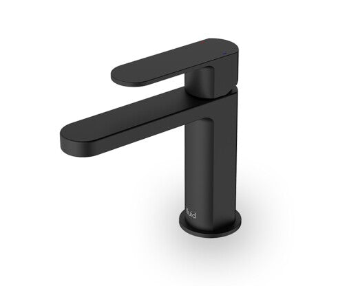 "Fluid-Wisdom" Single Lever Matt Black Bathroom Faucet +pop-up drain