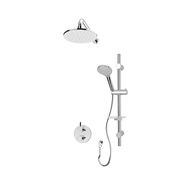 Rubi, Vertigo -  CHROME Shower Set, 1/2" Thermostatic, 8" Round Shower head