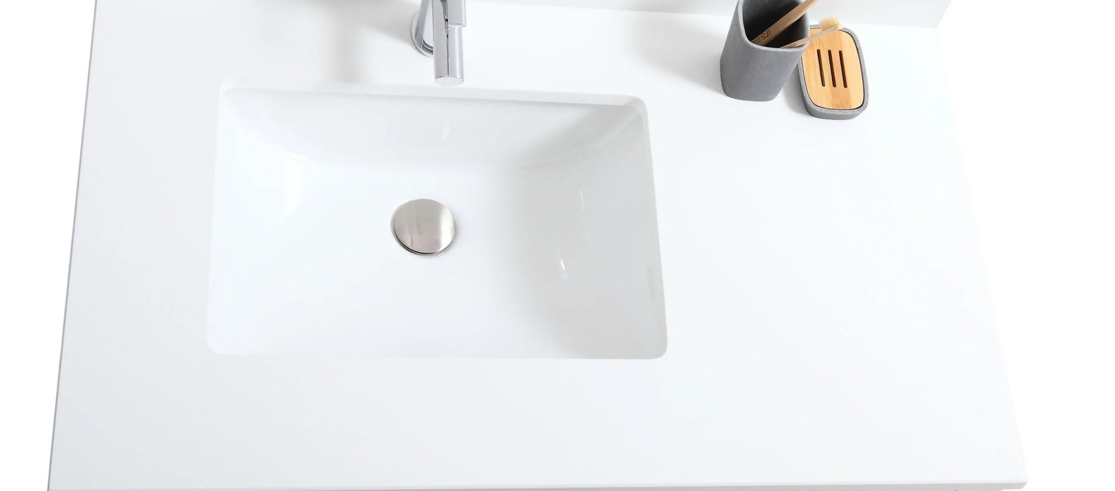 CCS701 - 36" Grey, Floor Standing Modern Bathroom Vanity, White Quartz Countertop, Chrome Hardware